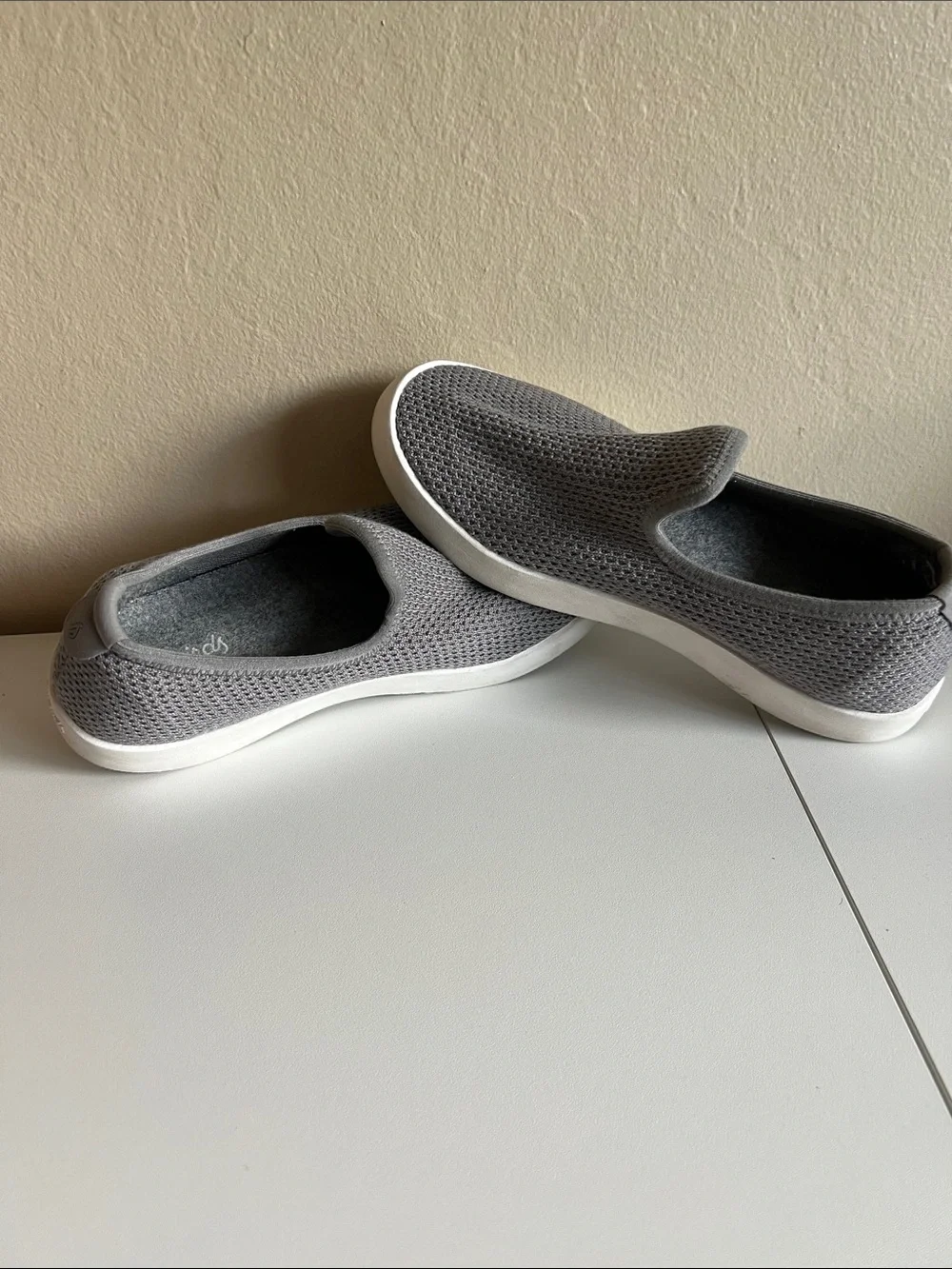 allbirds Gray Slip-On knit shoes with White Accents